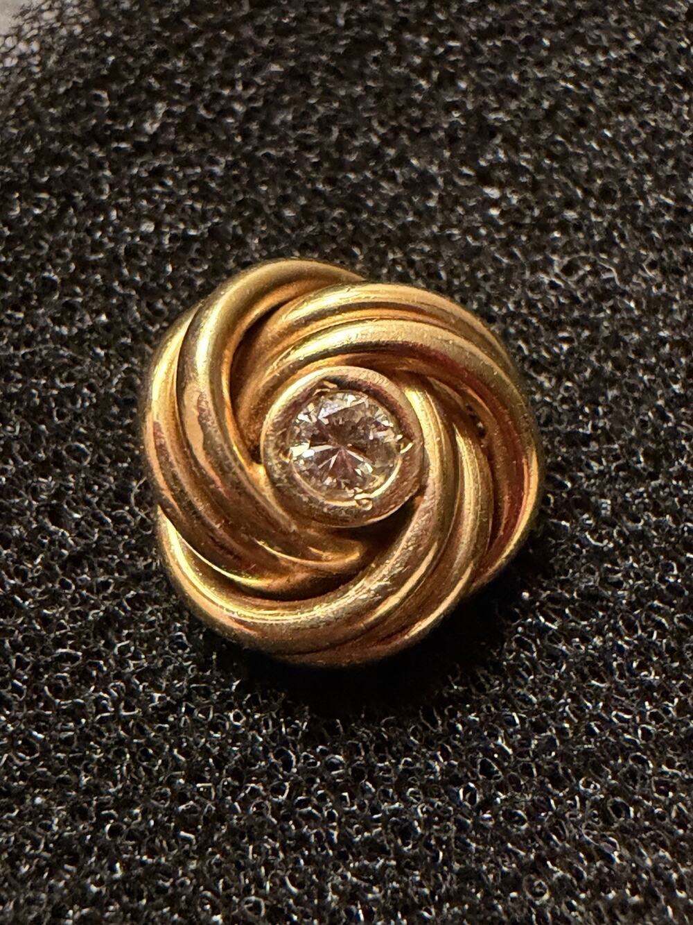 VTG Gabriel & Co GAB 14K Yellow Gold Diamond Love Knot Tie Tack Pin